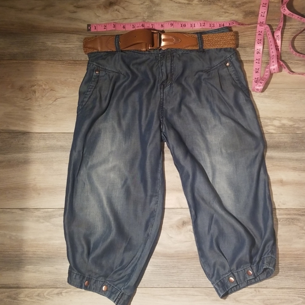 Vero moda cropped jean with belt dark wash